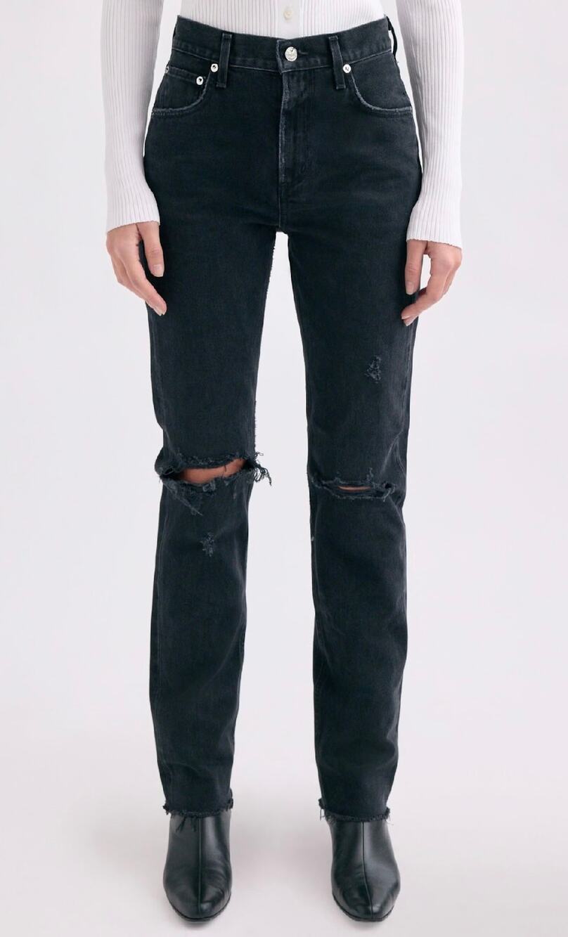 Agolde Cherie High Rise Straight Leg Jeans Black NWT size 24